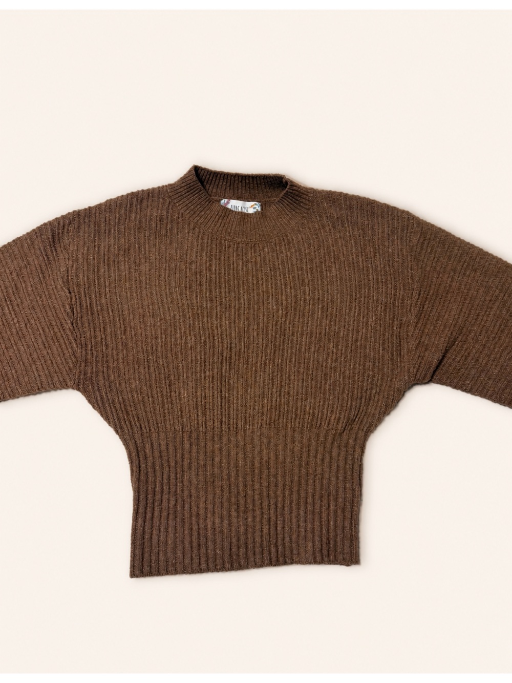 Pink Rose Brown Ribbed Sweater Top Size Small